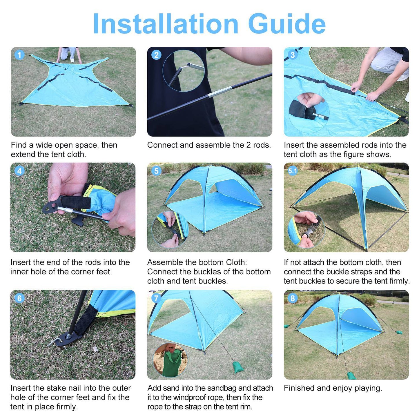 4–6 Person Beach Tent Canopy – UPF50