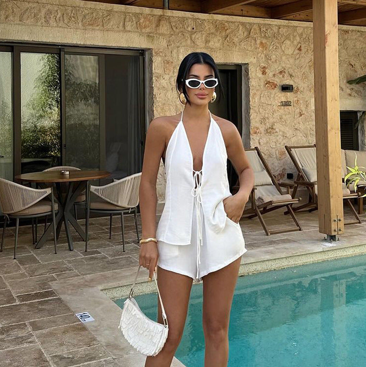 Fashion Personality Women's Halter Two-piece Set