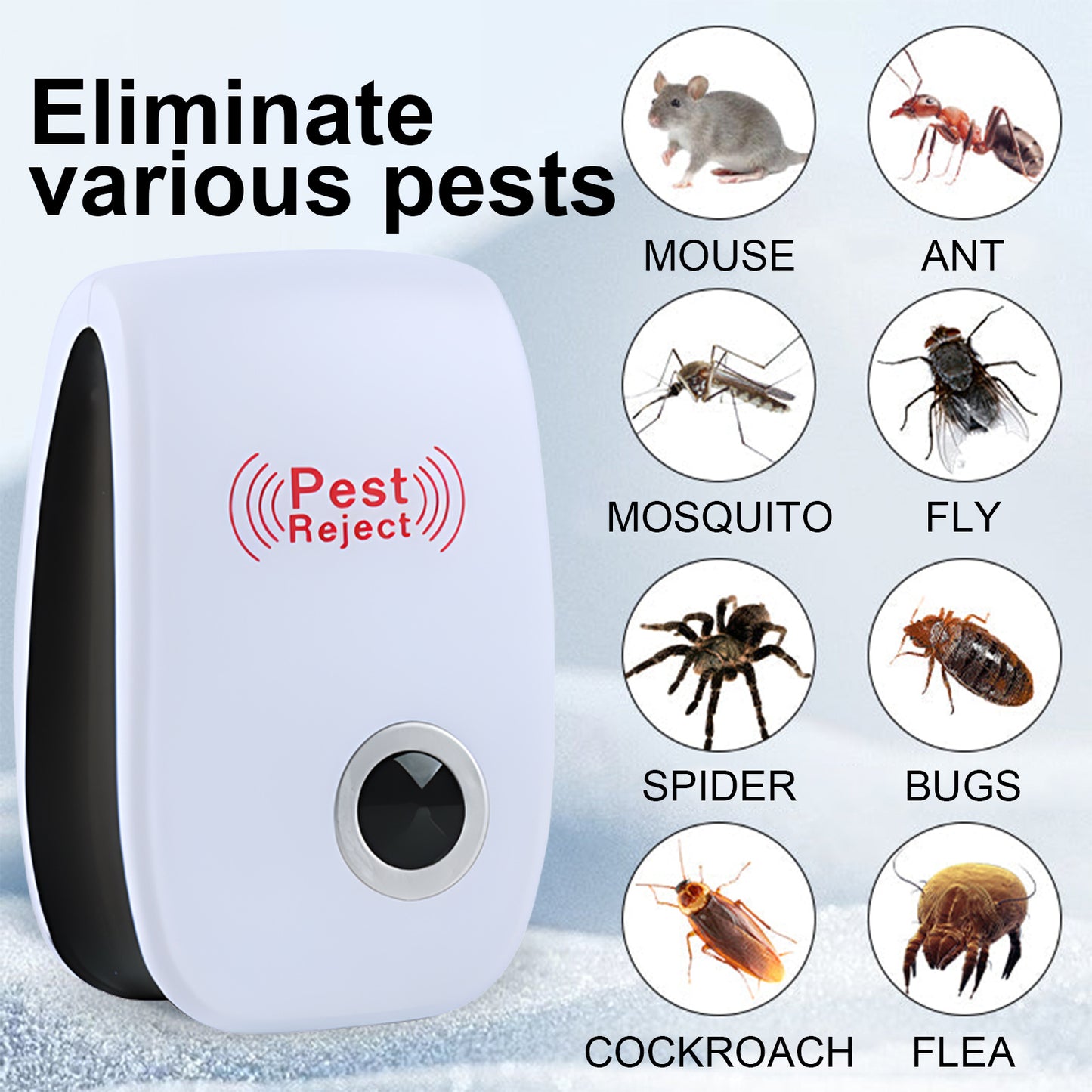Jue-Fish Ultrasonic Pest Repeller, Mosquito Repellent Household Mosquito Repellent Cockroach Repellent Mouse Repellent Plug-In Intelligent Night Light