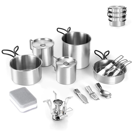 Odoland 13-Piece Camp Cooking Set with Stove