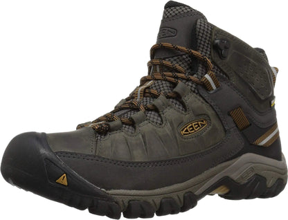 KEEN Mens Targhee III Mid Height Waterproof Hiking Boot Black Olive/Golden Brown 8 Wide