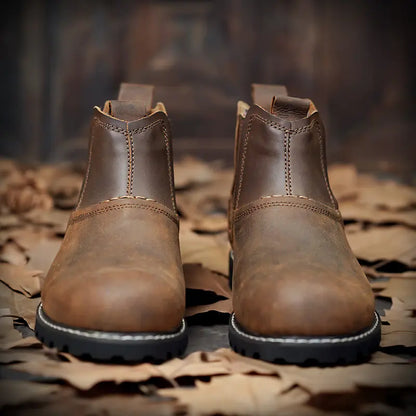Men's Leather Round Toe Ankle Hiking Boots