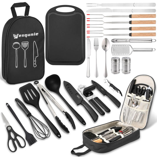 Wesqunie Portable Camping Cookware & Utensil Set – Outdoor Kitchen Kit