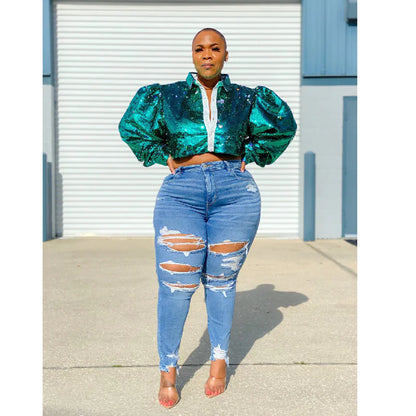 Chic Plus-Size Denim Pants