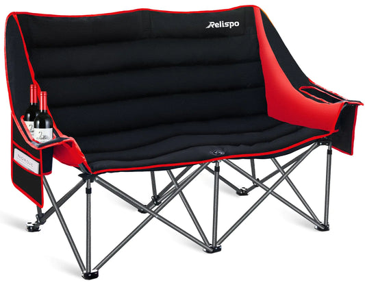 Oversized Double Camping Chair – Heavy-Duty Folding Seat for 2 Adults (700 lbs), with Cup Holders & Organizer Pockets