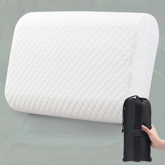 ENITYA Camping Pillow with Washable Cover - Camping Essentials Memory Foam Backpacking Pillow Portable Pillow for Camping Air Travel Hiking Beach Hammock Medium(White)