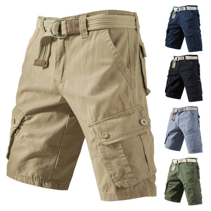 Summer New Solid Color Tooling Fifth Pants
