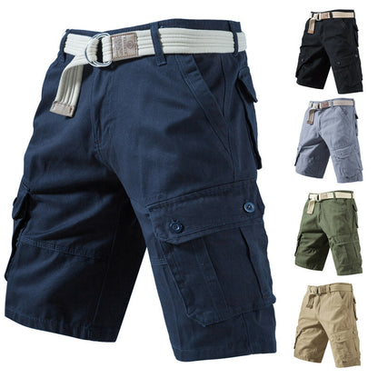 Summer New Solid Color Tooling Fifth Pants