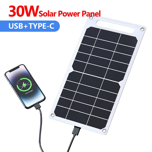30W Solar Panel with USB Type-C – Waterproof & Portable Charger for Outdoor Adventures