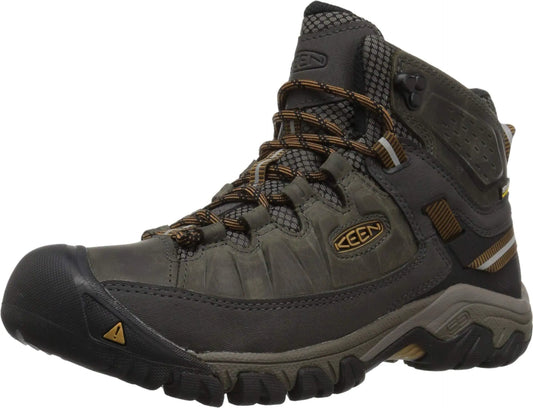 KEEN Mens Targhee III Mid Height Waterproof Hiking Boot Black Olive/Golden Brown 8 Wide