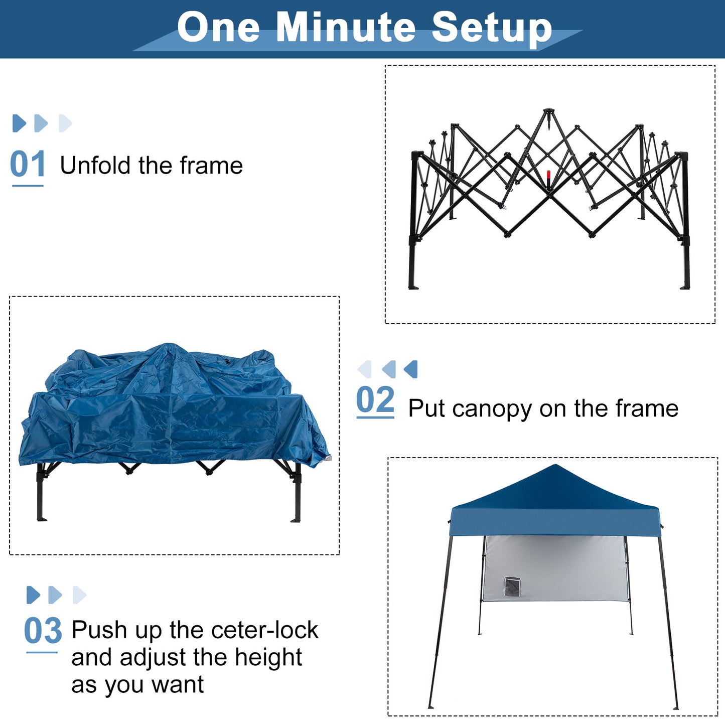 6X6ft Sky Blue Diagonal Band With One Side Of Surrounding Cloth Folding Shed