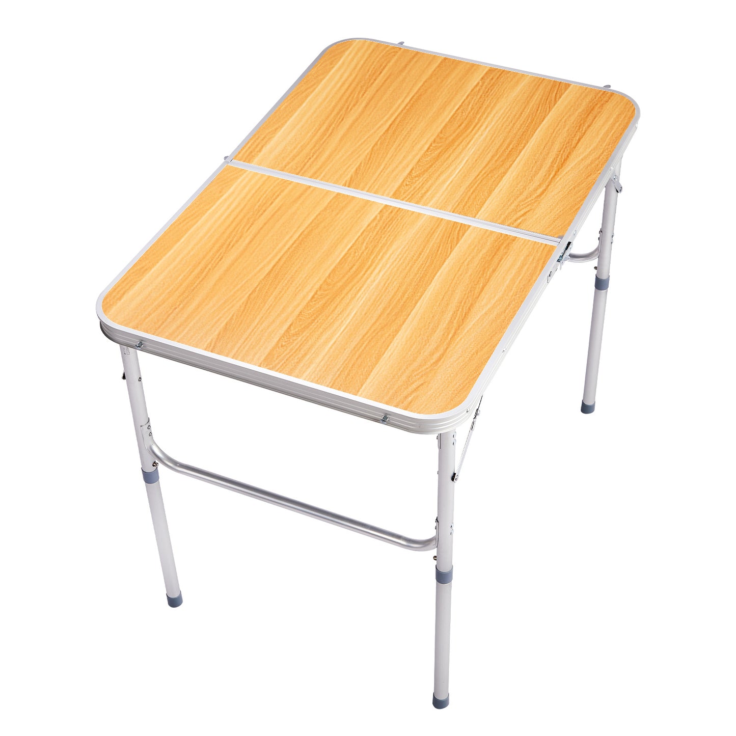 "3ft Wood Grain Folding Table - Outdoor Aluminum Alloy Rectangular Foldable Table with 50kg Capacity