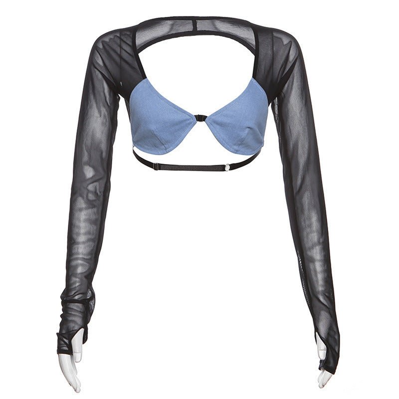 ✨ Bare Intentions Top – Sheer Backless Cropped Statement Piece