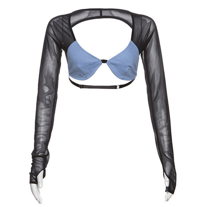 ✨ Bare Intentions Top – Sheer Backless Cropped Statement Piece
