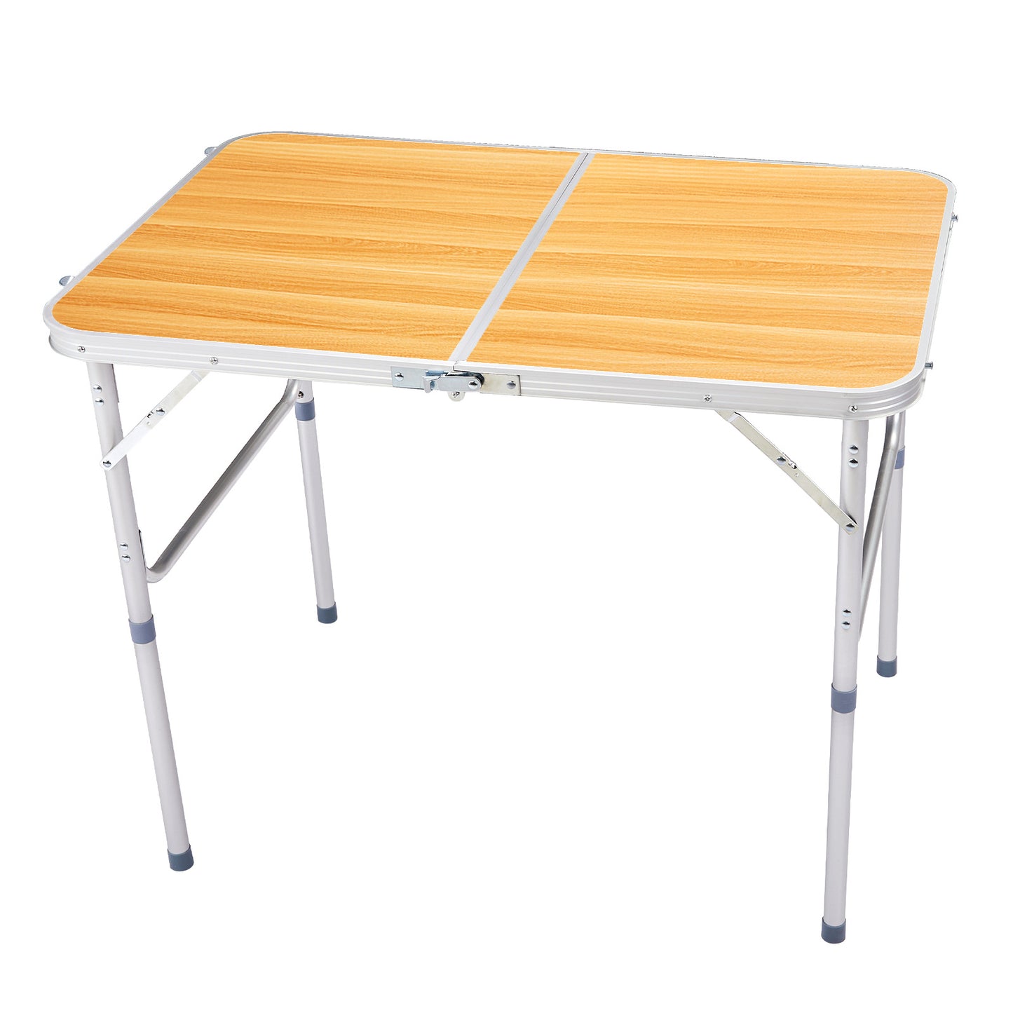 "3ft Wood Grain Folding Table - Outdoor Aluminum Alloy Rectangular Foldable Table with 50kg Capacity
