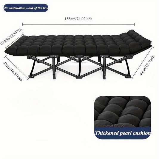 Black Heavy Duty Camp Cot with Storage Bag
