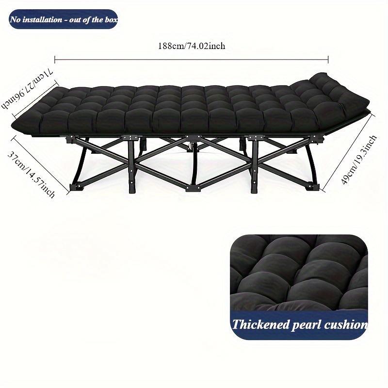 Black Heavy Duty Camp Cot with Storage Bag