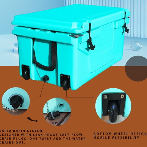 65QT Outdoor Cooler Box – Heavy-Duty Ice Chest for Camping, Fishing & Tailgating (Blue)