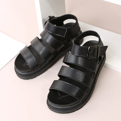 Buckle Sandals Flat PlatformThick Bottom Shoes Women Summer