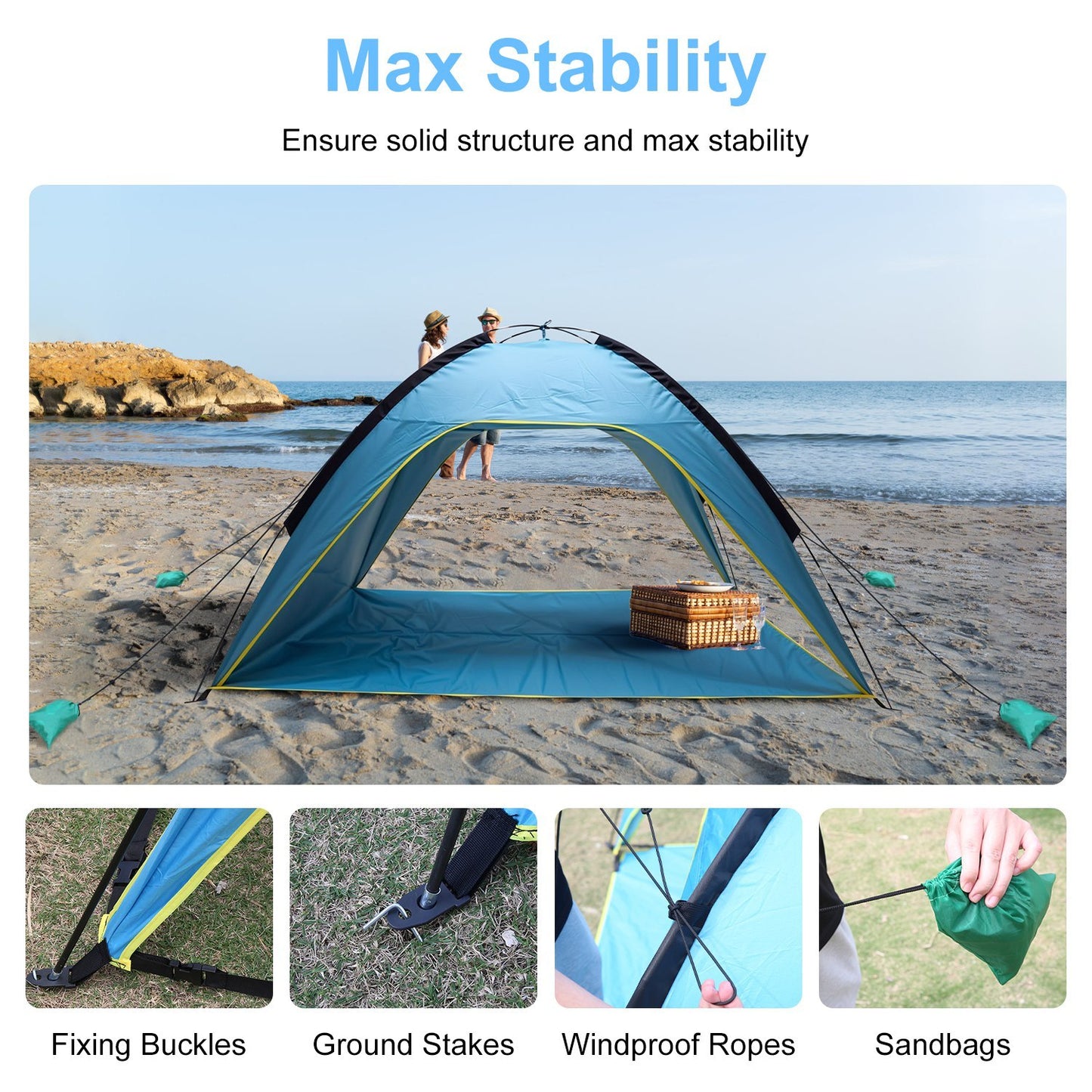 4–6 Person Beach Tent Canopy – UPF50