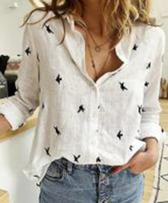 Women's Long Sleeve Lapel Shirt – Solid Color Button-Up Top