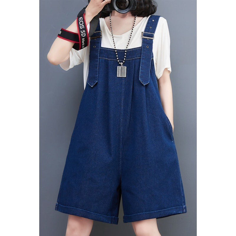 Over Size Denim Overall Shorts – Adjustable Straps, Casual Streetwear Fit for Women