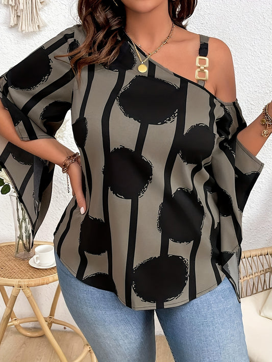 Nomadix Plus Size Off-Shoulder Blouse – Sunset Bloom