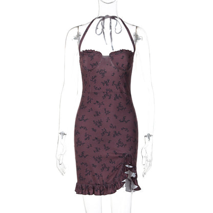 Fashion Sexy Lace Slim Tube Top Lace-up Dress