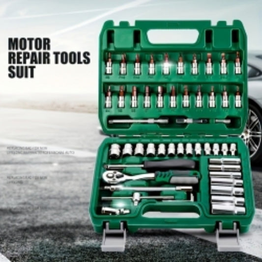 46 Piece 1/4 Inch  Ratchet Socket And Bit Set