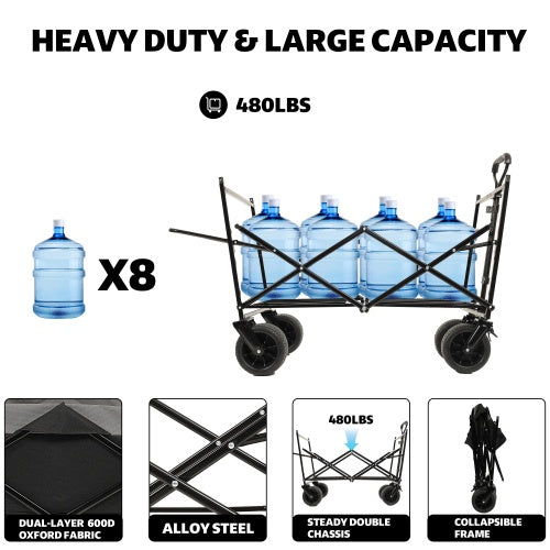 Nomadix 480Lbs Collapsible Wagon with Canopy – All-Terrain Utility with Mosquito Net