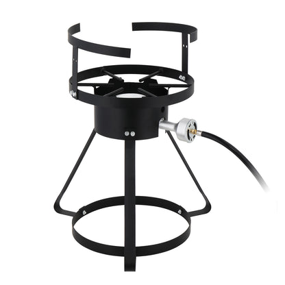 30QT, Turkey Pan 2 Piece Set Black Round Tripod Iron Hob Silver Aluminum Pan Gas Fryer N002