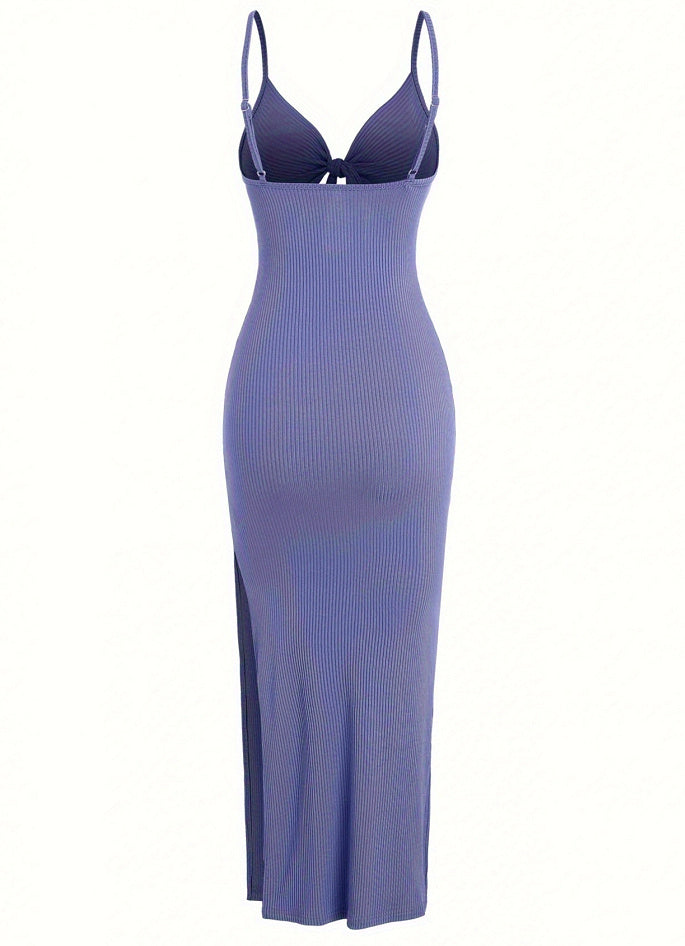 Lace-up Hollow Slit Sling Dress
