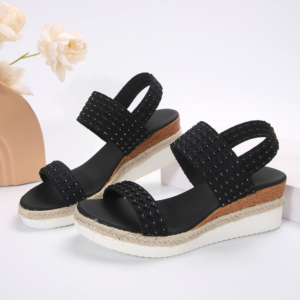 Women’s Summer Wedge Sandals – Peep-Toe Design, Casual Chic Comfort