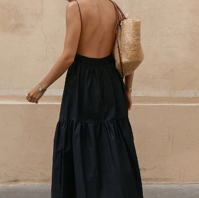 Women's A- Line Skirt Backless Sling Dress