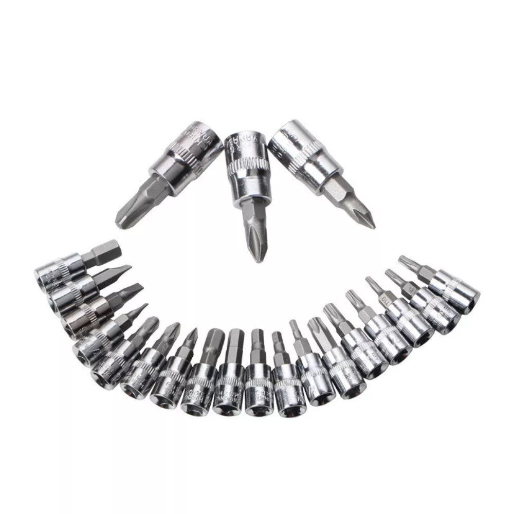 46 Piece 1/4 Inch  Ratchet Socket And Bit Set