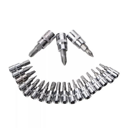46 Piece 1/4 Inch  Ratchet Socket And Bit Set