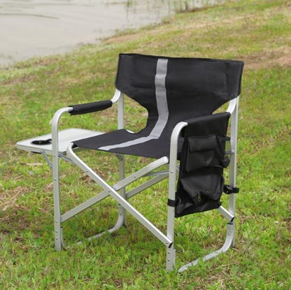 1-piece Upholstered Folding Outdoor Chair With Side Table And Storage Bag