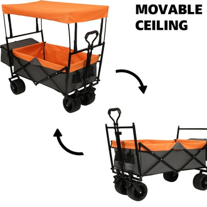 Nomadix 480Lbs Collapsible Wagon with Canopy – All-Terrain Utility with Mosquito Net