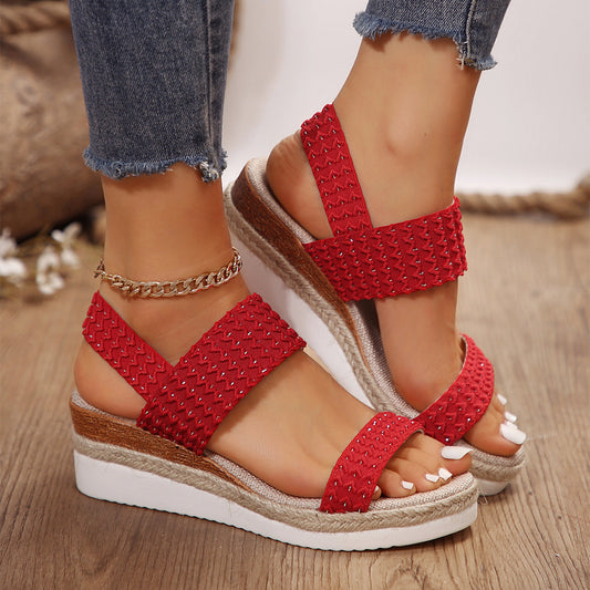 Women’s Summer Wedge Sandals – Peep-Toe Design, Casual Chic Comfort