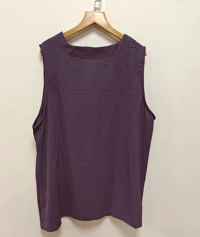 Self-pick-up Plus Size Women's Lightweight Sleeveless Top Solid Color Loose V-Neck Tank Top