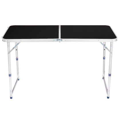 4ft Black Outdoor Folding Table Aluminum Alloy Rectangular 50kg Two Fold Tabletop