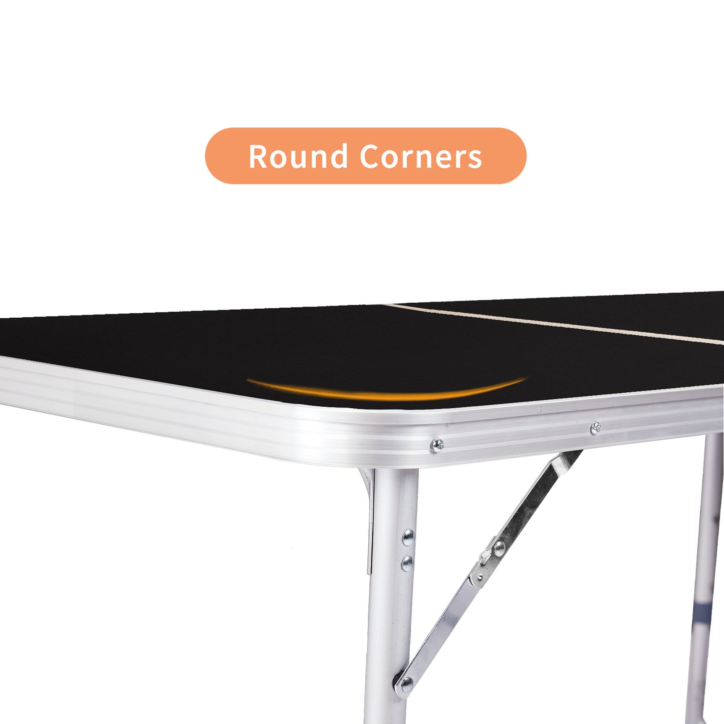 4ft Black Outdoor Folding Table Aluminum Alloy Rectangular 50kg Two Fold Tabletop