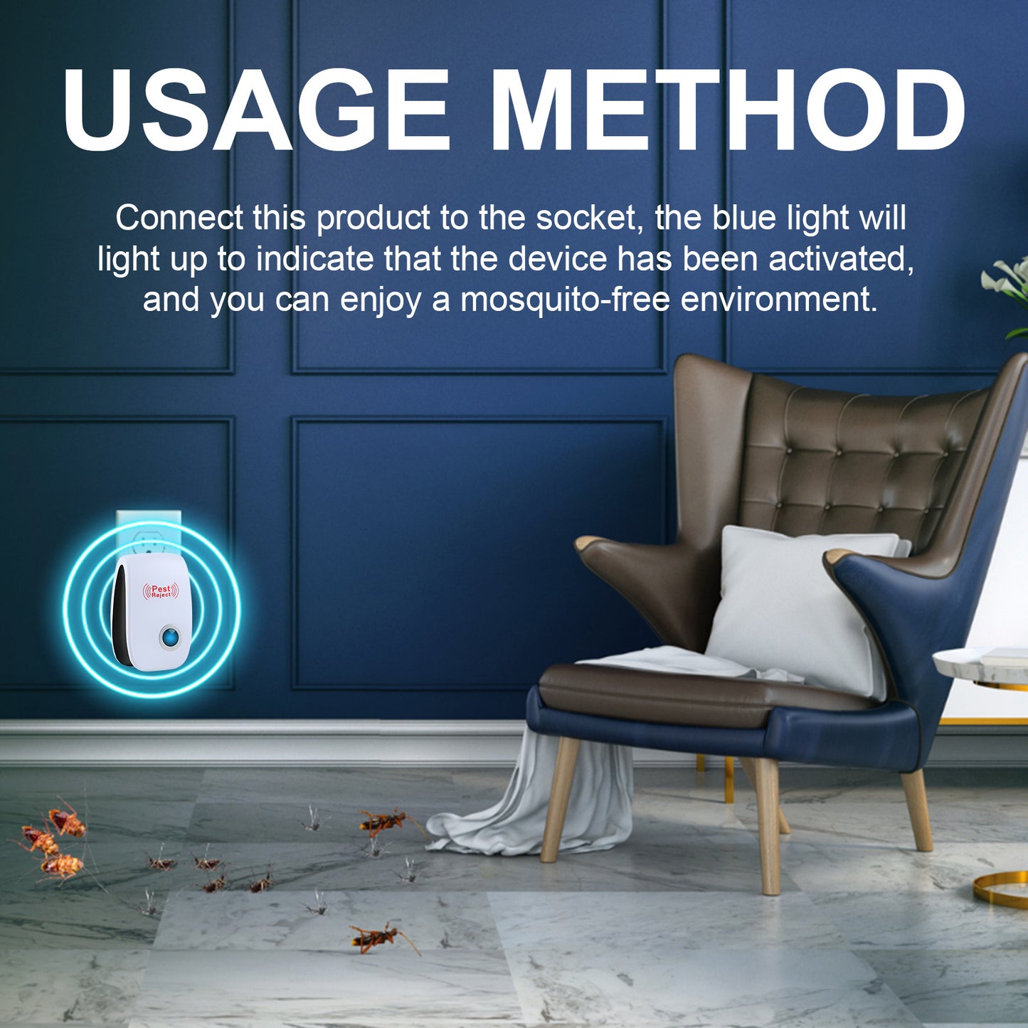Jue-Fish Ultrasonic Pest Repeller, Mosquito Repellent Household Mosquito Repellent Cockroach Repellent Mouse Repellent Plug-In Intelligent Night Light