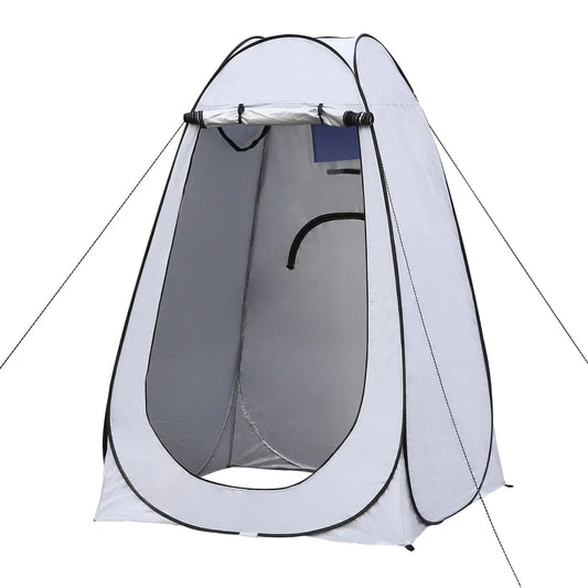 TUKAILAI Portable Pop Up Privacy Tent Outdoor Camping Bathroom Toilet Shower Tent Spacious Dressing Changing Room for Hiking Beach Picnic Fishing Instant Rain Shelter with Carrying Bag (White Grey)