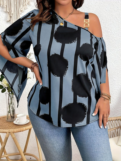 Nomadix Plus Size Off-Shoulder Blouse – Sunset Bloom