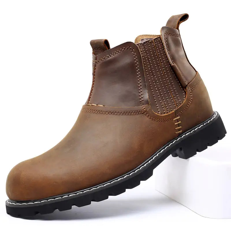 Men's Leather Round Toe Ankle Hiking Boots